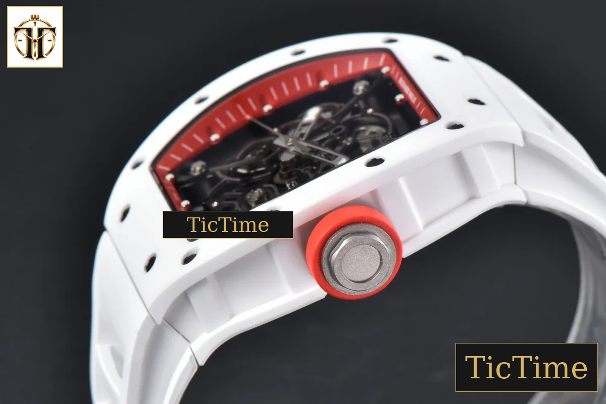 RM055 42.7mm BBRF White Ceramic Red Skeleton Dial White Rubber Strap RMUL2 — foto 13