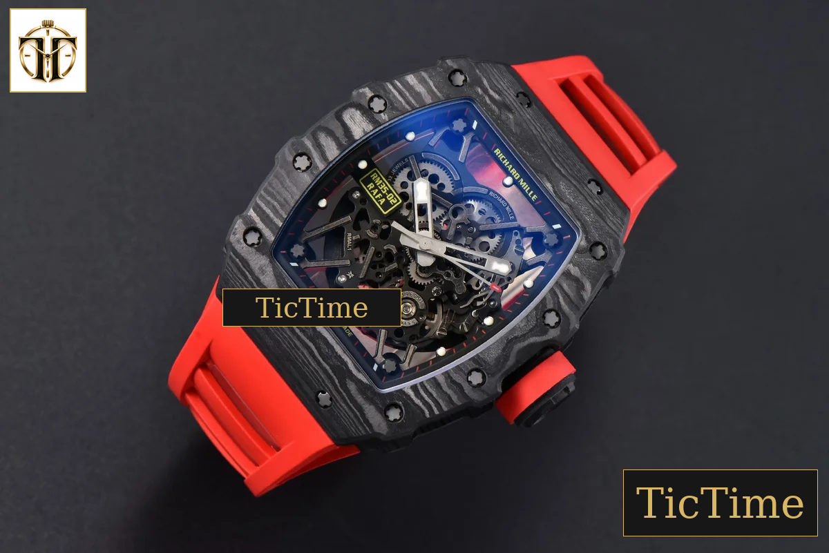 NTPT RM035-02 42mm ZF Skeleton Dial Red Rubber Strap NH05A — foto 4
