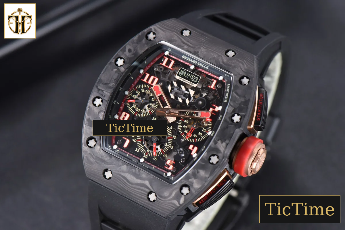 NTPT Chrono RM011 KVF Skeleton Dial RG Crown Black Rubber Strap V2 A7750 — foto 4