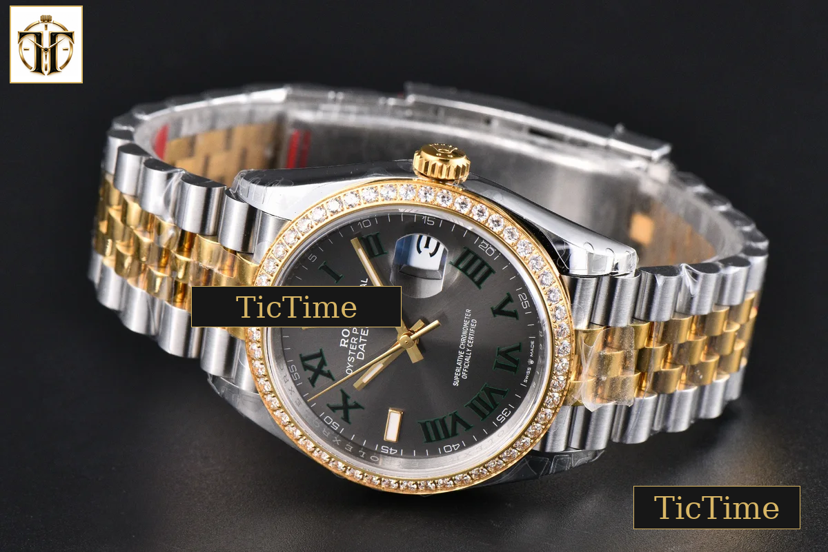 DateJust 126233 36mm VSF YG/SS Diamond Bezel Wimbleton Gray Dial Green Marker Jubilee Bracelet VS3235 — foto 16