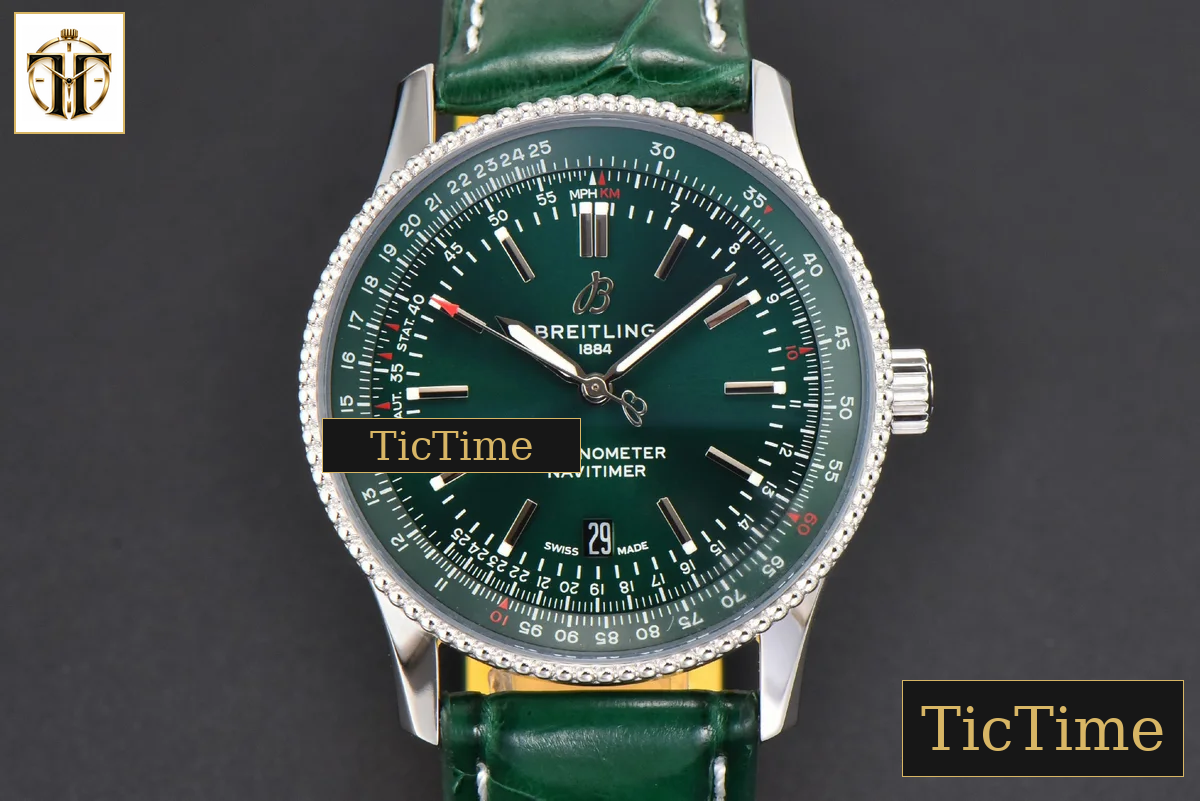 Navitimer 41mm TF Green Dial Green Leather Strap 2824 — foto 2
