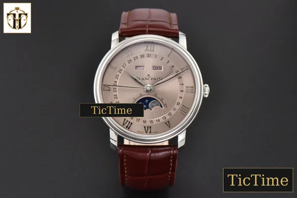 Foto frontal — Villeret Complicated Function 6654 40mm OMF RG Dial Brown Leather Strap V3 A6654