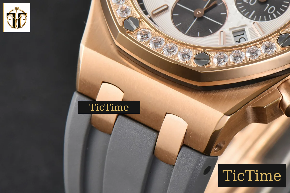 Offshore Ladies 26231ST 37mm RXWF RG Diamond White Dial Black Subdial Gray Rubber Strap Quartz — foto 10