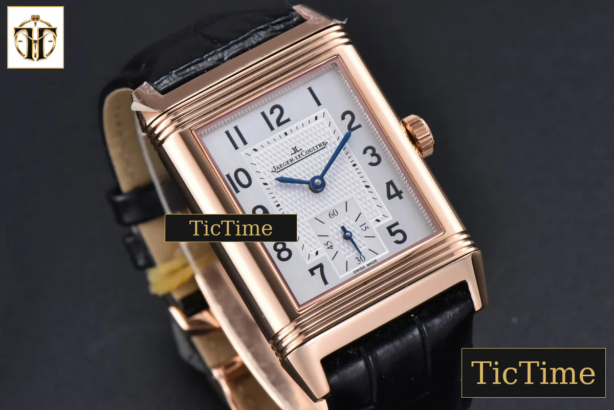 Master Reverso Tribute Small Seconds 30x47mm MGF RG White Square Dial Black Leather Strap A854A — foto 11