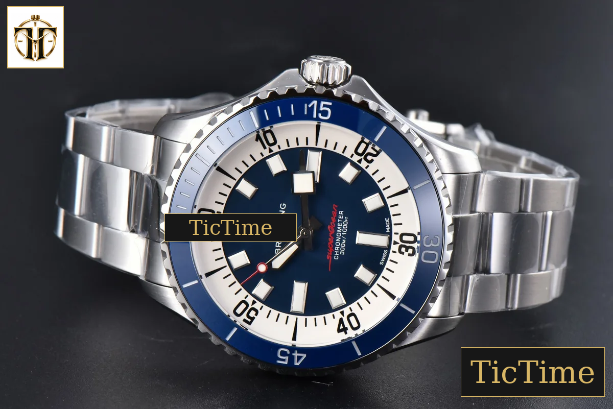 SuperOcean 44mm TF Blue Bezel Blue/White Dial SS Bracelet A2824 — foto 13
