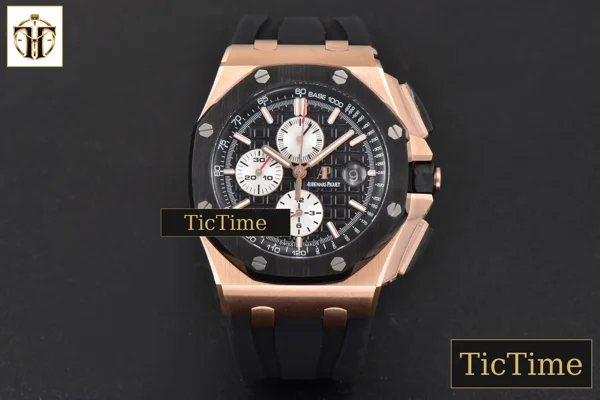 Foto frontal — Royal Oak Offshore 44mm RSF RG Black Checkered Dial White Subdial Rubber Strap A3126