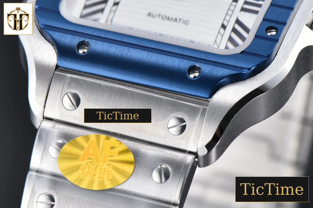 Santos de Cartier XL 40mm AF SS White Dial Blue Bezel SS Bracelet Miyota 9015 — foto 9