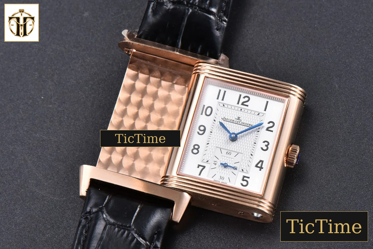 Master Reverso Tribute Small Seconds 30x47mm MGF RG White Square Dial Black Leather Strap A854A — foto 13