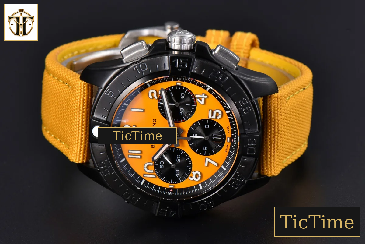 Avenger Chronograph 44mm BLSF Black PVD Orange/Black Dial Orange Nylon Strap A7750 — foto 14