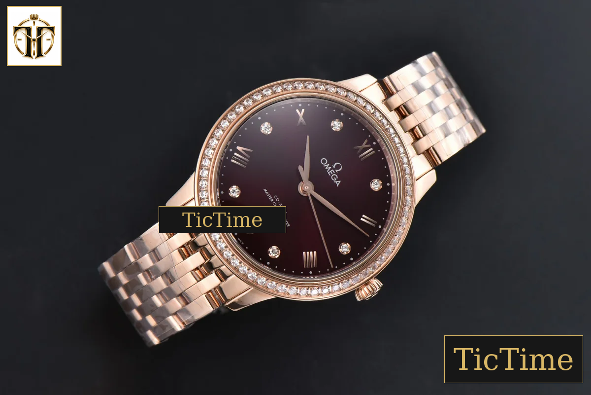 De Ville Ladies Prestige 34mm VSF White Diamond Bezel Purple Dial Diamond Roman Marker RG Bracelet A8800 — foto 3