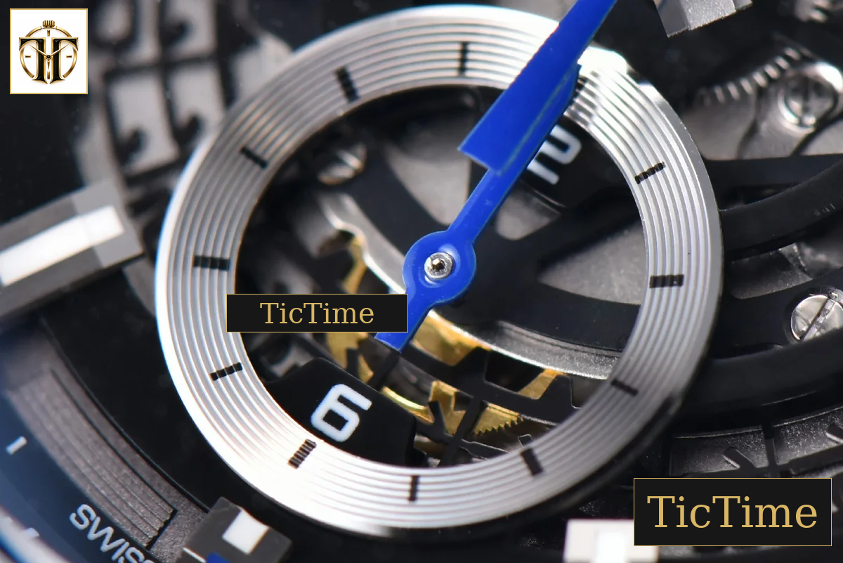 Calibre Heuer 01 Chrono 45mm XF PVD Skeleton Dial Blue Hand Blue Rubber Strap A1887 — foto 8