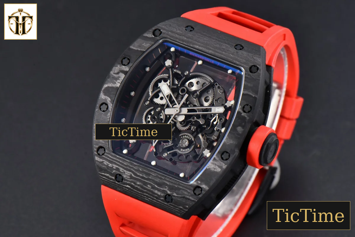 NTPT RM055 42.7mm BBRF Red Skeleton Dial Red Rubber Strap RMUL2 — foto 5