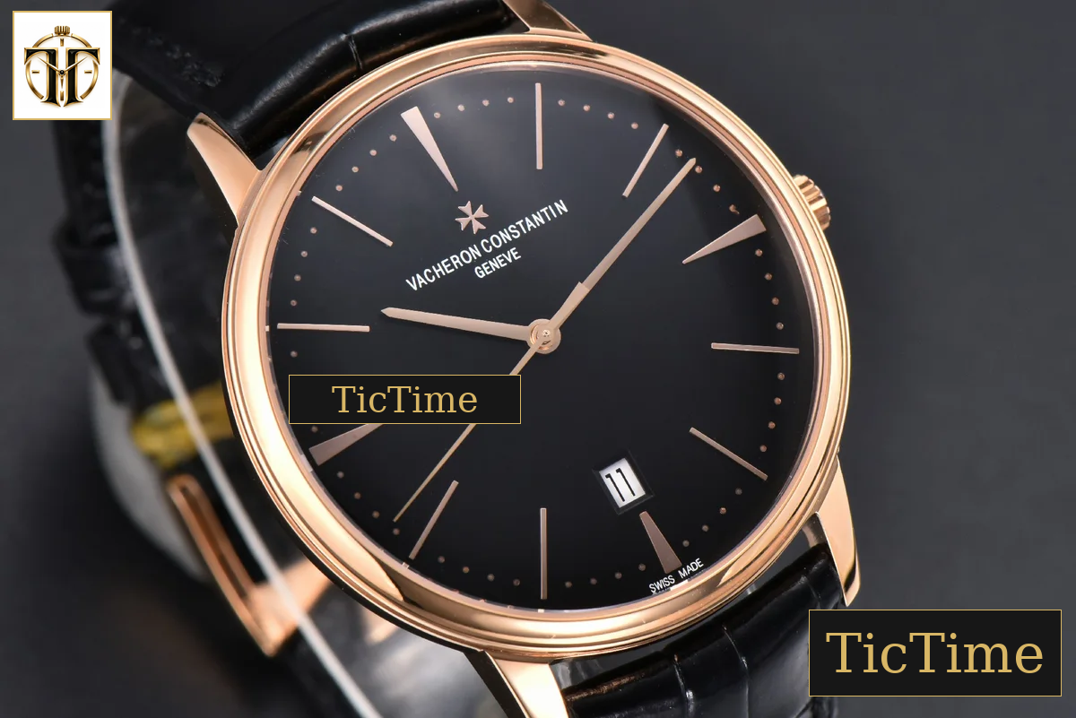 Patrimony Date 40mm ZF RG Black Dial Black Leather Strap Miyota 9015 — foto 10