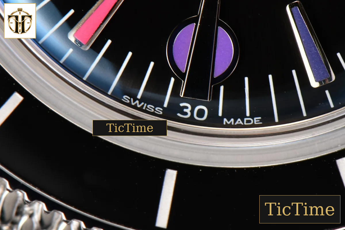 SuperOcean Heritage 42mm GF SS Black Ceramic Black Dial Rainbow Marker Mesh Bracelet A2824 — foto 9