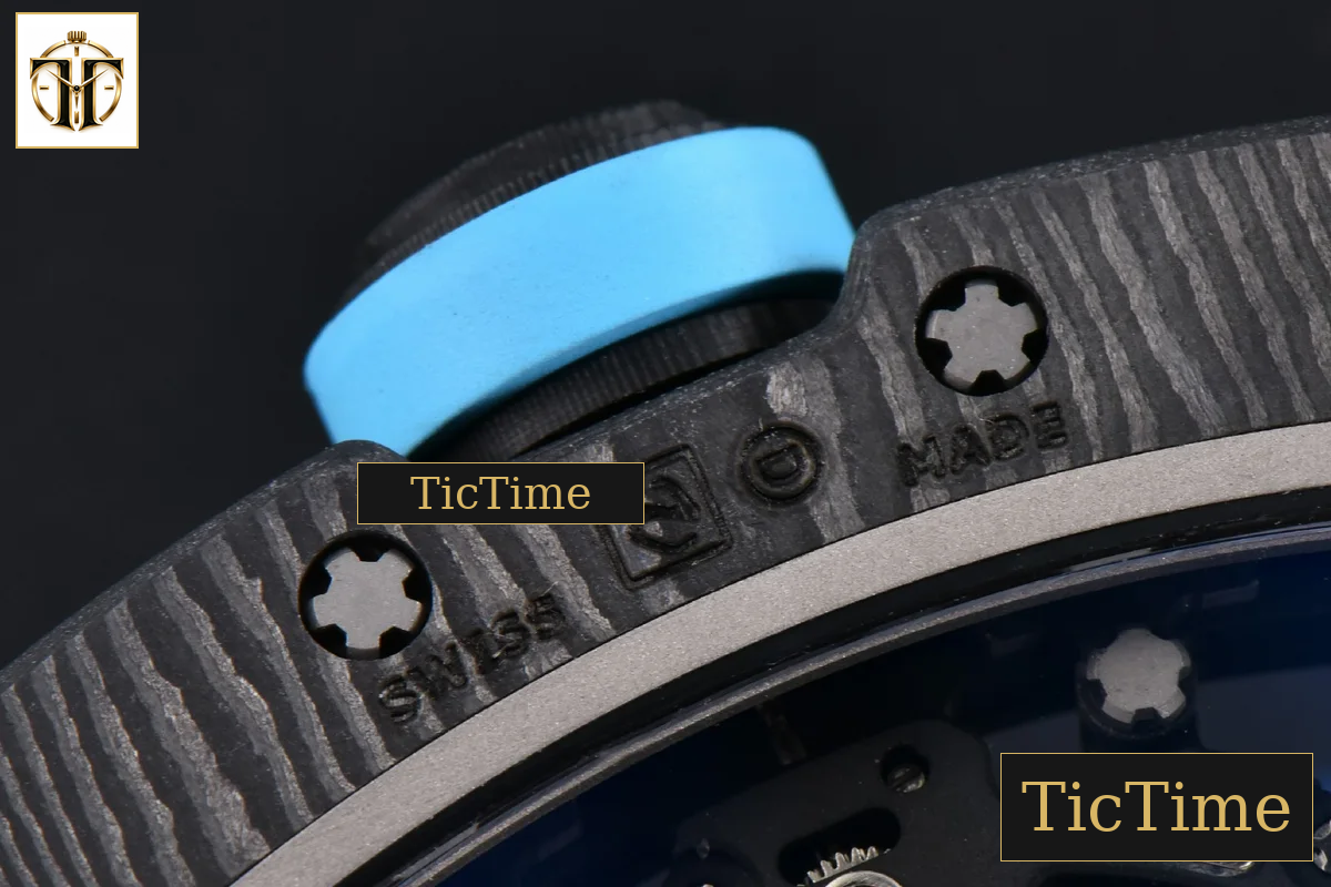 RM055 42.7mm APSF Blue Skeleton Dial Black Bezel Blue Crown White Rubber Strap RMUL2 — foto 18