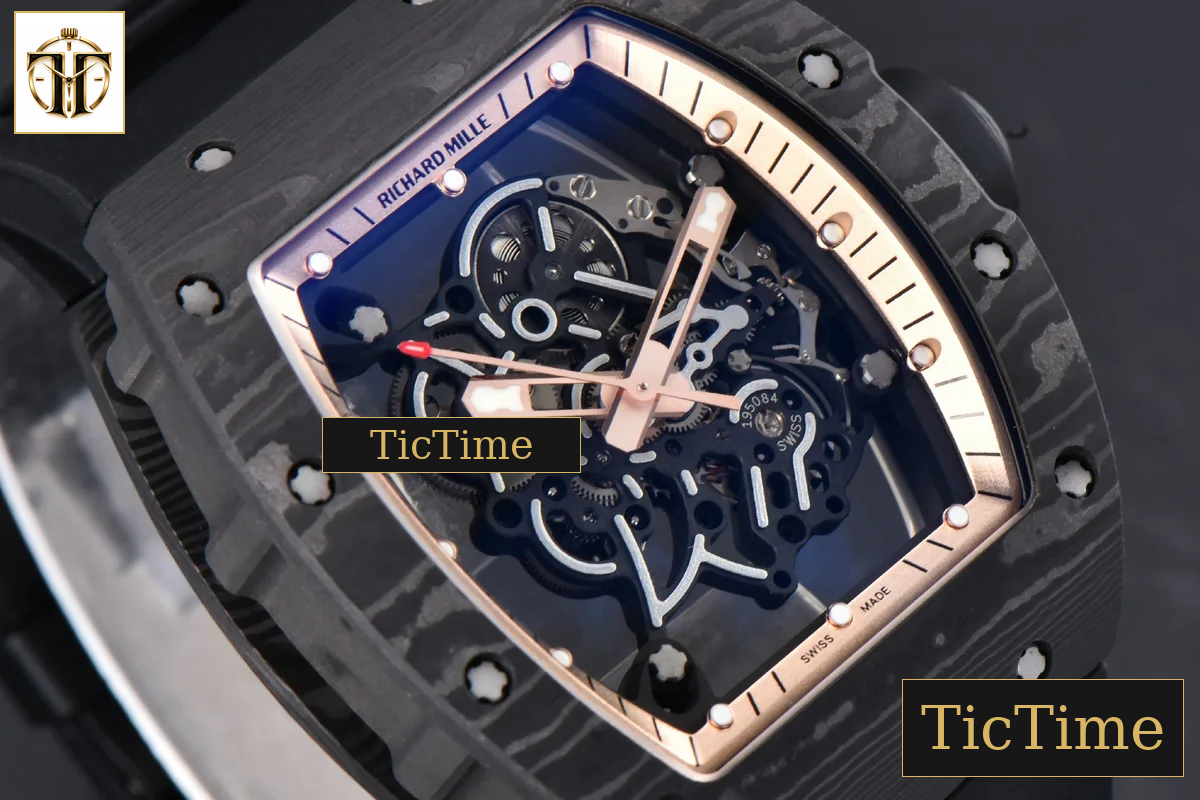 NTPT RM055 43mm ZF RG Bezel Black Crown Black Rubber Strap V6 RMUL2 — foto 14