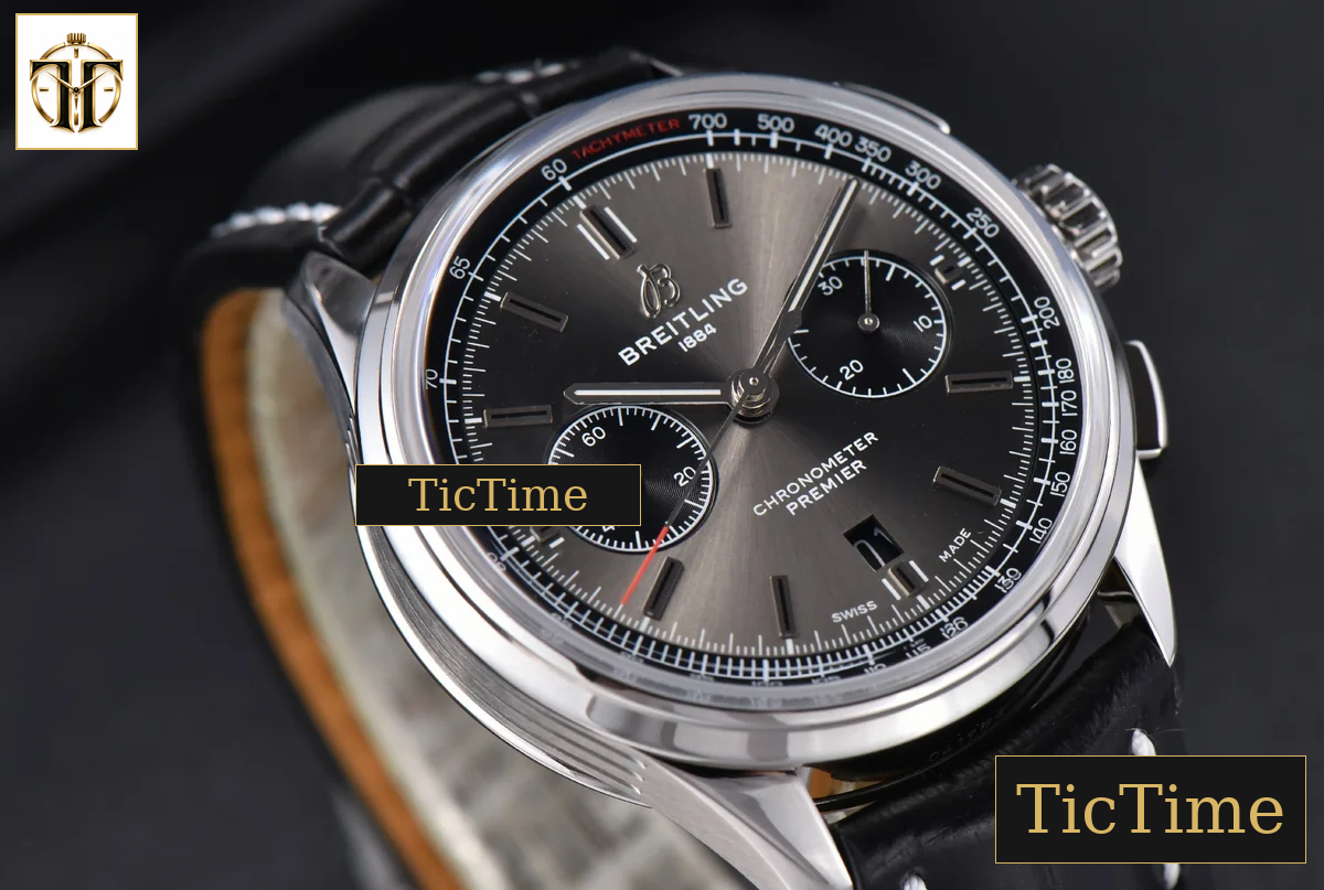 Premier B01 Chrono 42mm GF Gray Dial Black Leather Strap A7750 — foto 12