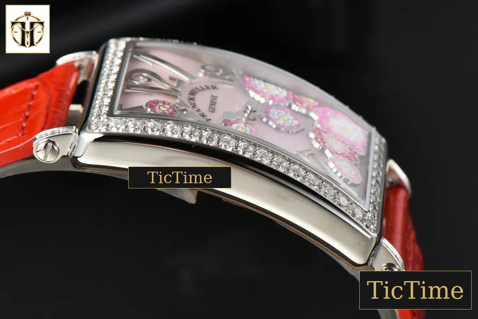 Long Island Ladies 26mm ZF Diamond MOP Dial Red Leather Strap Swiss Ronda Quartz — foto 12