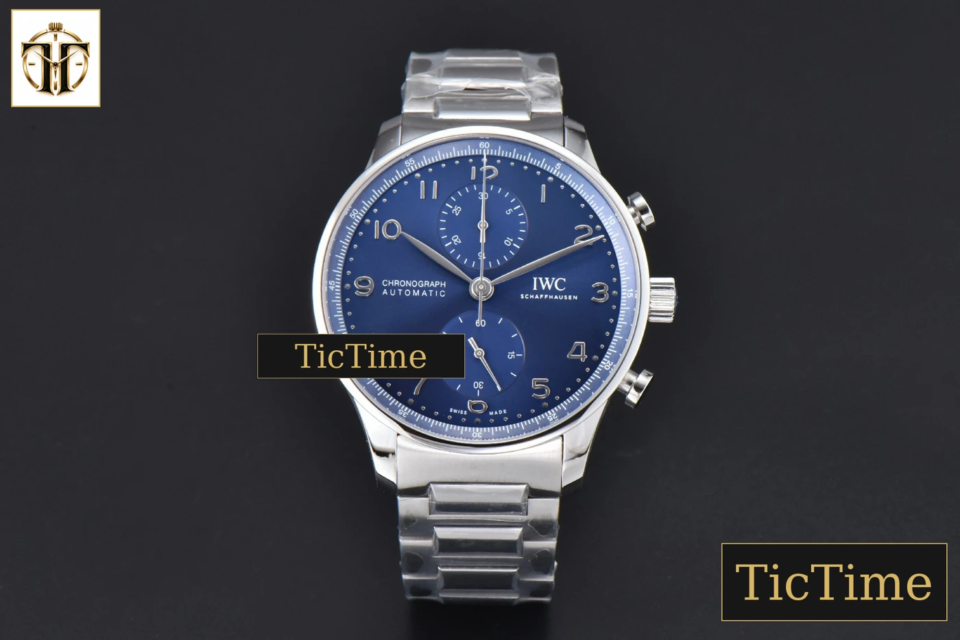 Vista frontal — Portuguese IW371606 41mm ZF SS Blue Dial SS Bracelet A96355