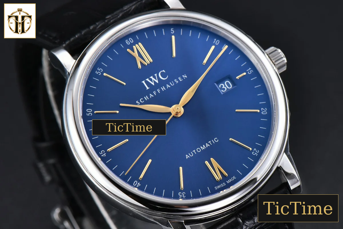 Portofino 40mm V7F Blue Dial YG Hands Black Leather Strap A2892 — foto 12