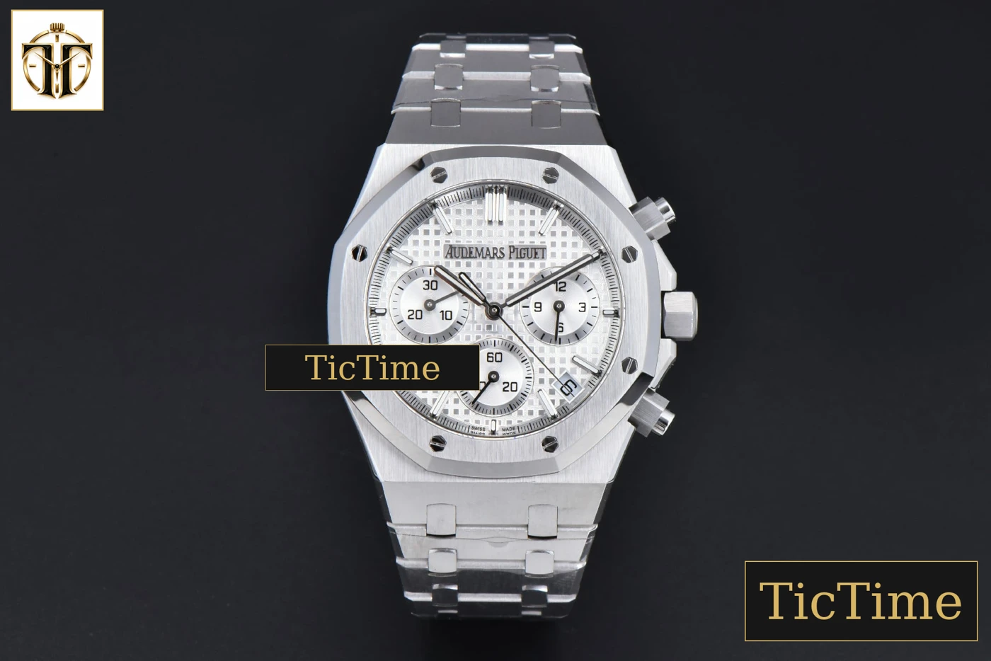 Vista frontal — Royal Oak Chronograph 26240 41mm APSF Silver Checkered Silver Subdial SS Bracelet V1 SH4401