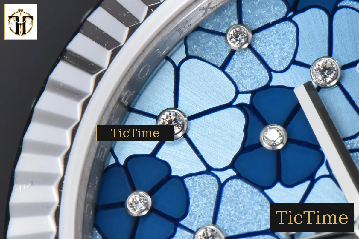 DateJust 904L Fluted Bezel 31mm GMF Blue Flowers Dial Jubilee Bracelet A2824 — foto 7