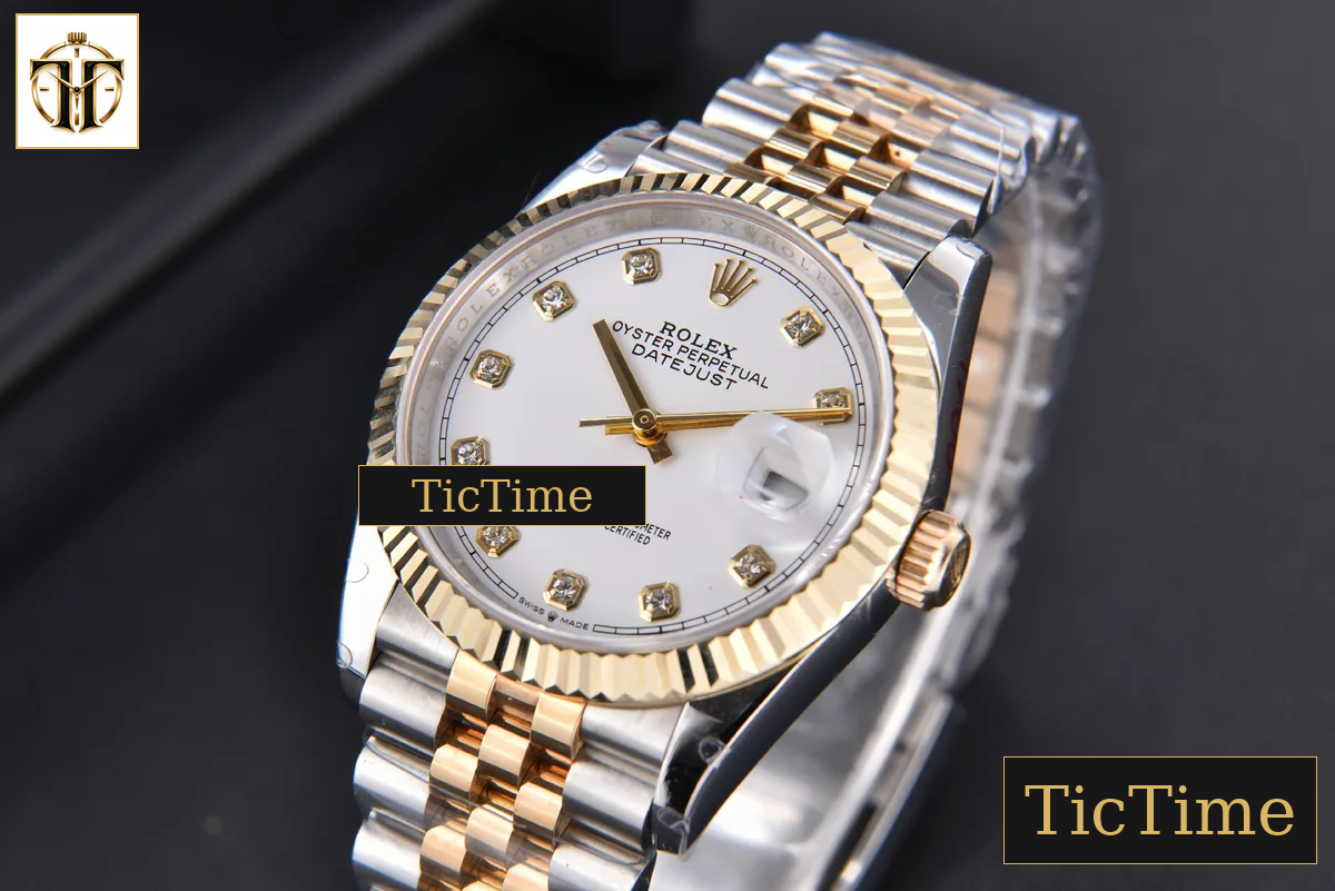 DateJust 904L 36mm GMF YG/SS Fluted Bezel White Dial Diamond Marker Jubilee Bracelet VR3235 — foto 4