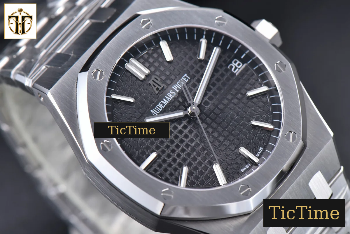 Royal Oak 15500 41mm OMF Black Textured Dial SS Bracelet V2 Miyota 9015 — foto 9