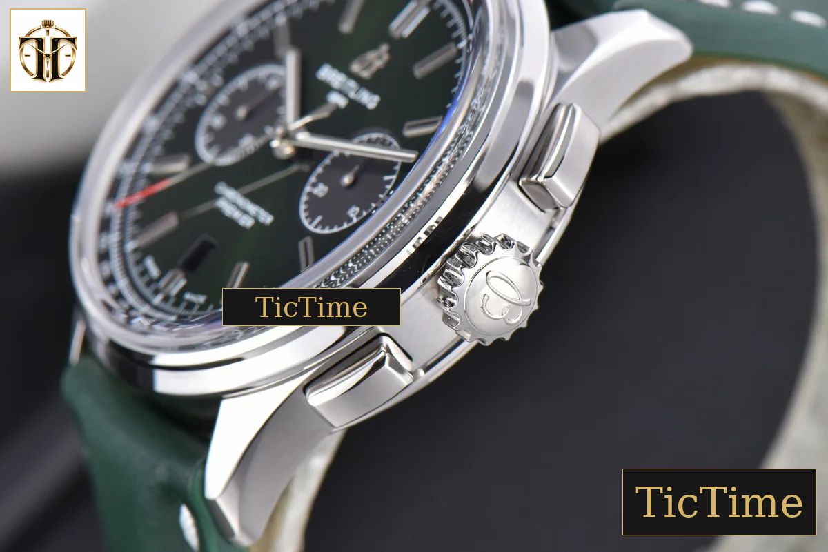 Premier B01 Chrono 42mm GF Green Dial Green Leather Strap A7750 — foto 11