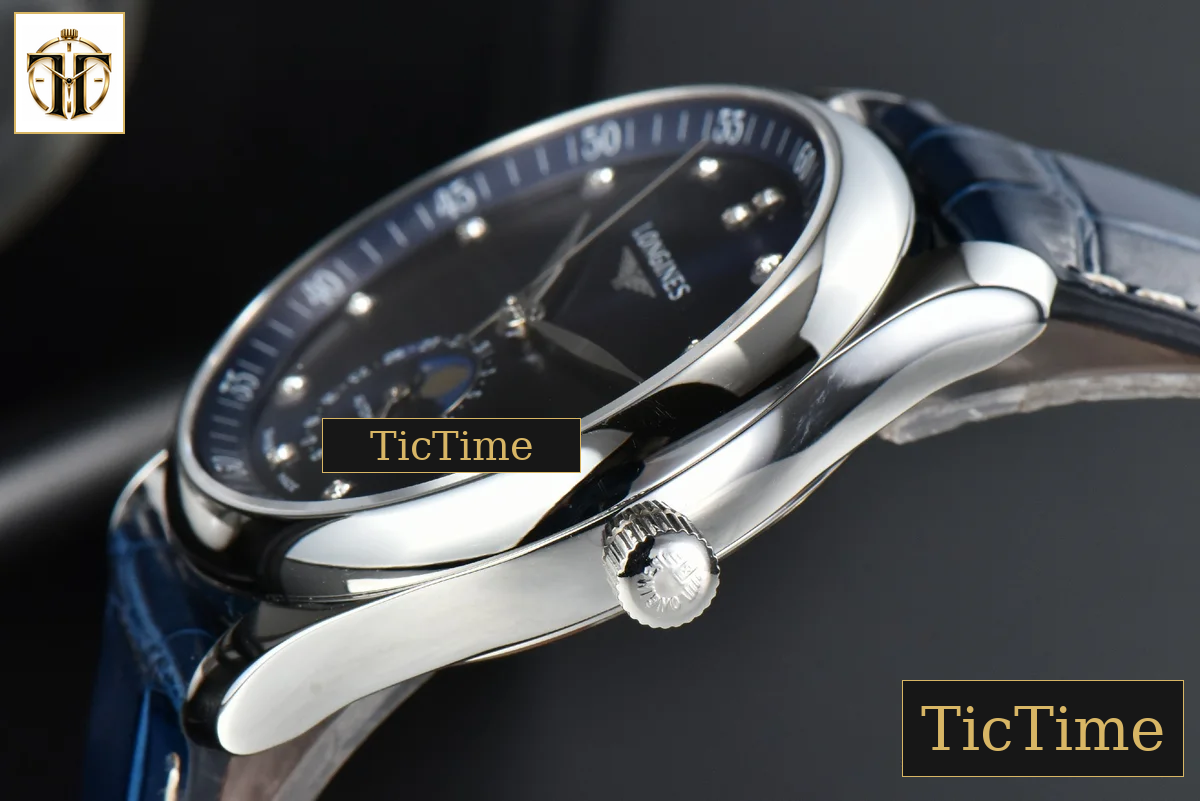 Master Moonphase 40mm GF Blue Dial Diamond Marker Blue Leather Strap A899 — foto 9