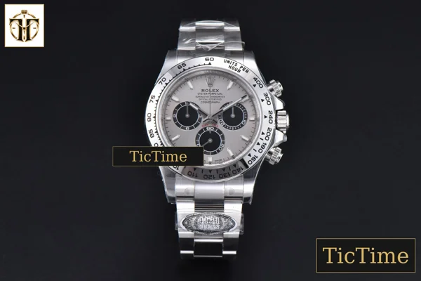 Foto frontal — Daytona 126509 40mm Clean Factory Grey Black Subdial Lume Marker SS Bracelet DD4131