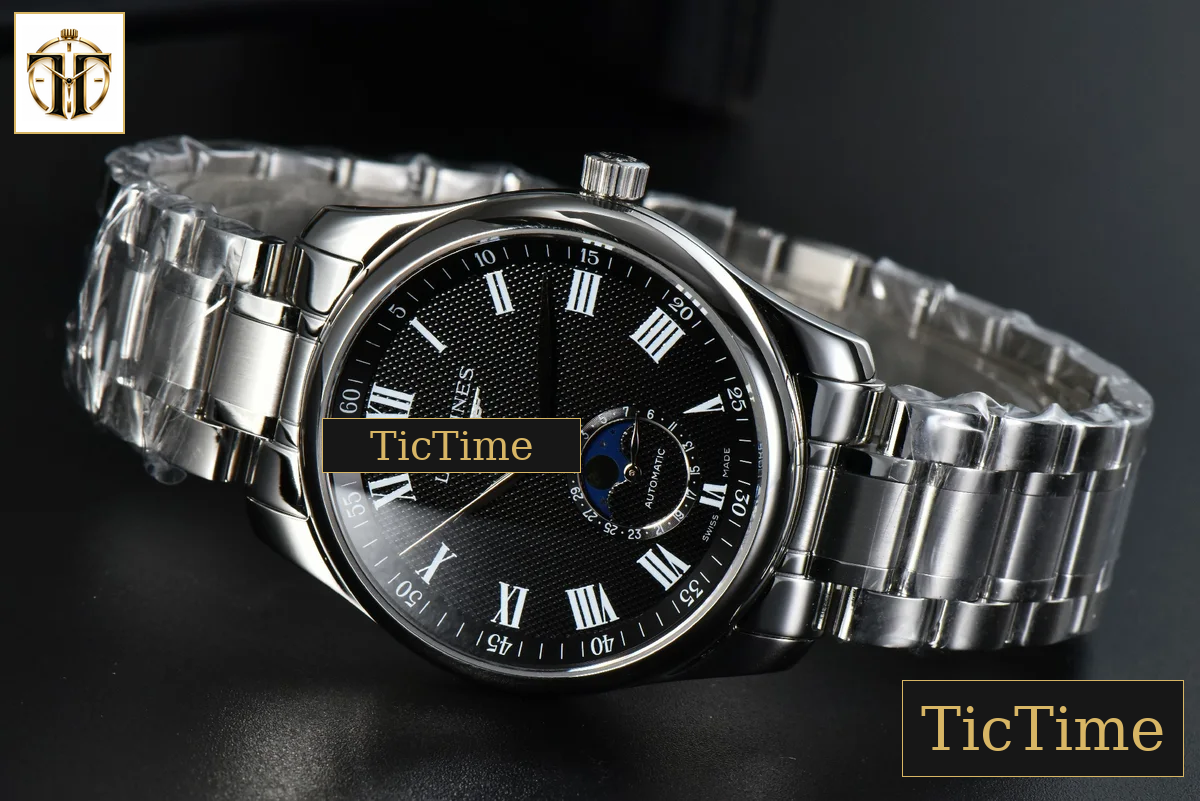 Master Moonphase 40mm GF Black Dial Roma Marker SS Bracelet A899 — foto 11