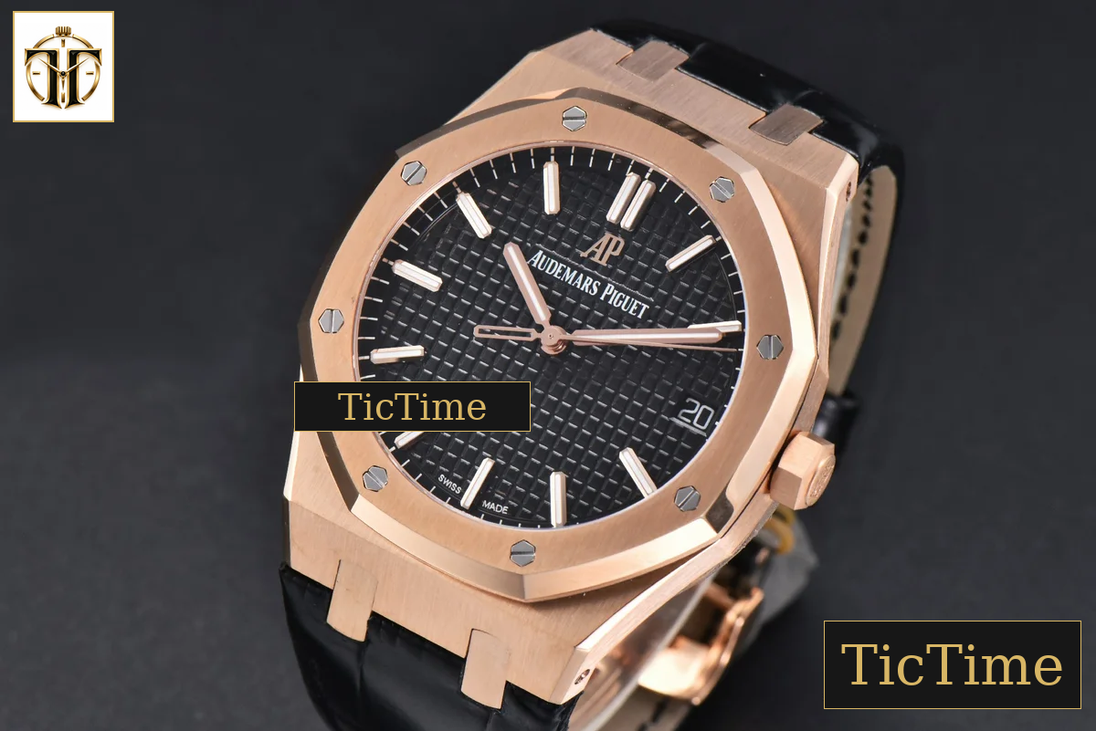 Royal Oak 15500 41mm APSF RG Black Textured Dial Black Leather Strap SA4302 — foto 4