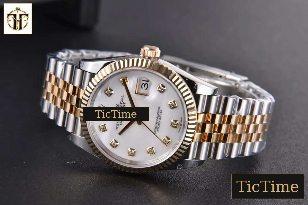 DateJust 904L 36mm GMF YG/SS Fluted Bezel White MOP Dial Diamond Marker Jubilee Bracelet VR3235 — foto 14