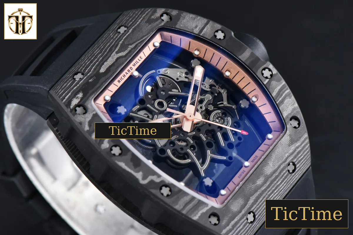 NTPT RM055 42.7mm APSF Gold Skeleton Dial Black Bezel Black Crown Black Rubber Strap RMUL2 — foto 13