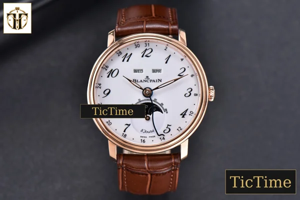 Foto frontal — Villeret Complicated Function 6654 40mm OMF RG White Dial Brown Leather Strap CAL6654 V3