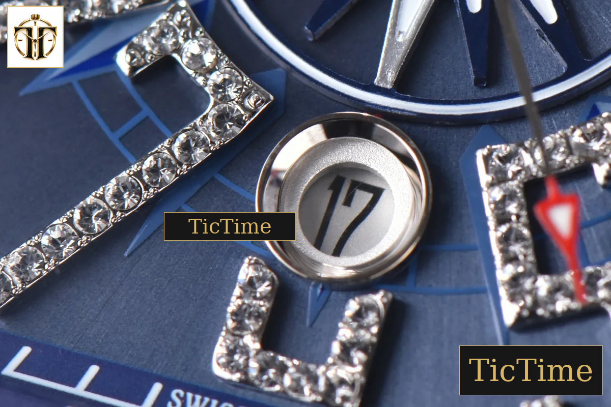 Vanguard V45 ZF SS Full Diamonds Blue Textured Dial Blue Rubber Strap Miyota 9015 — foto 8