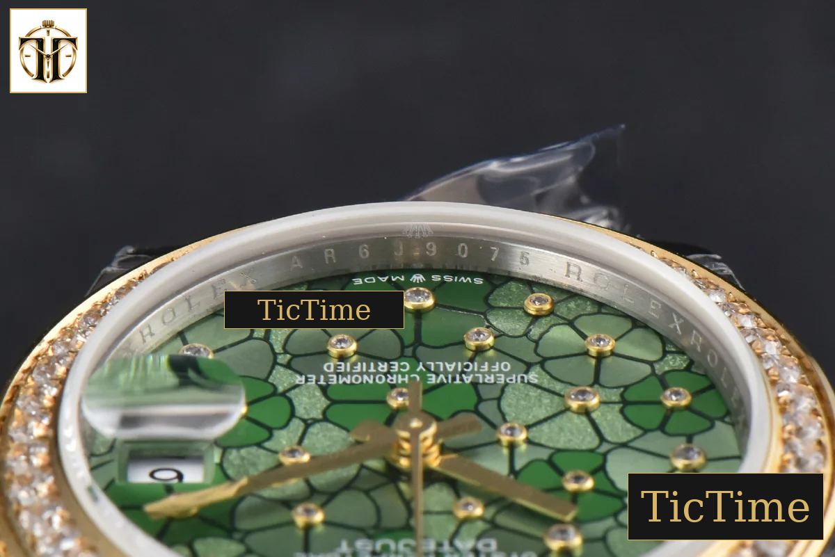 DateJust 904L 31mm GMF YG Diamond Bezel Green Flowers Dial Jubilee Bracelet A2824 — foto 14