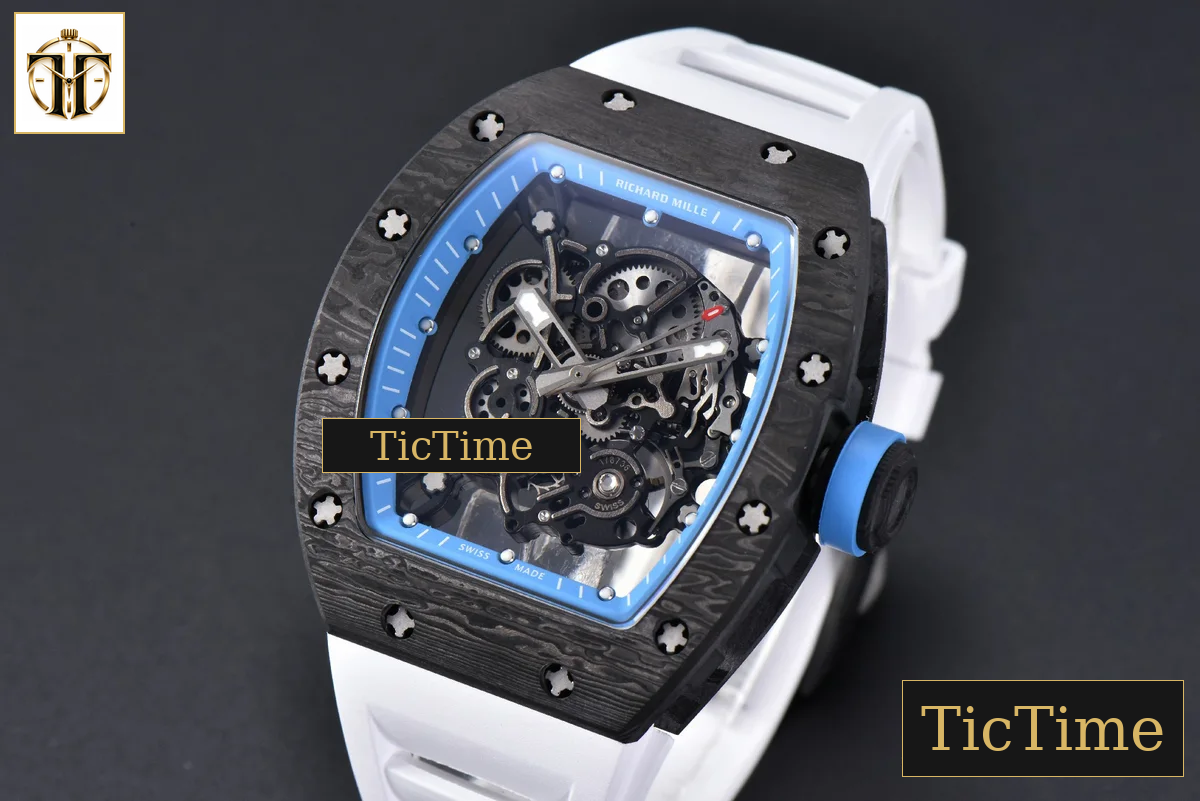 NTPT RM055 42mm RMF Blue Skeleton Dial White Rubber Strap RMUL2 — foto 4