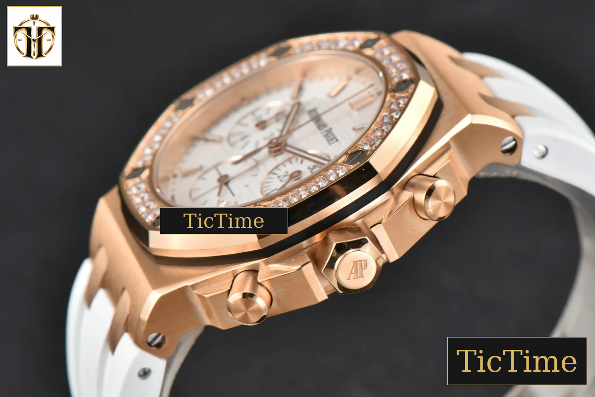 Offshore Ladies 26231ST 37mm RXWF RG Diamond White Dial White Subdial White Rubber Strap Quartz — foto 11