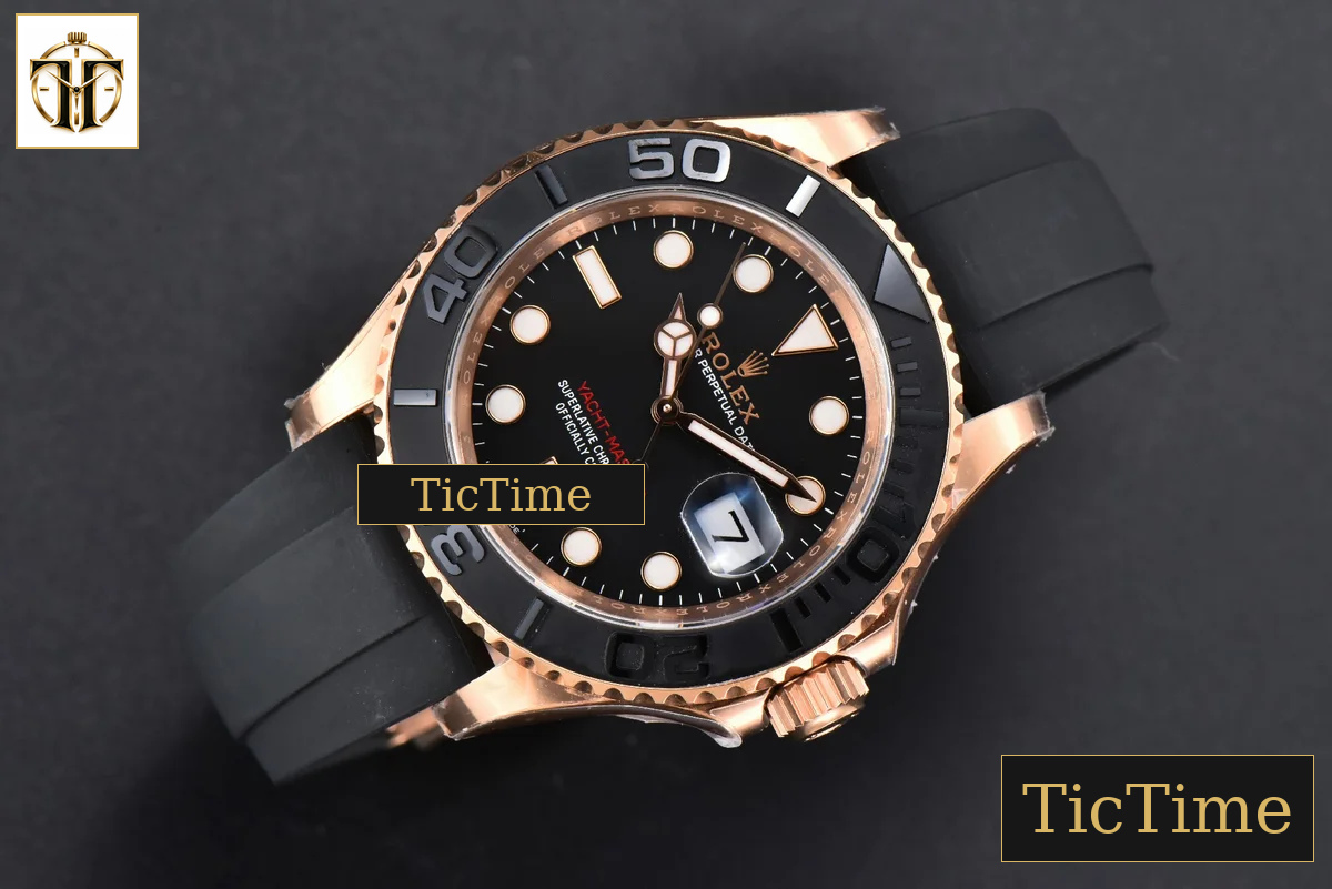 Yacht-Master 904L 126655 40mm Clean Factory RG Ceramic Black Dial Oysterflex Strap VR3235 — foto 16