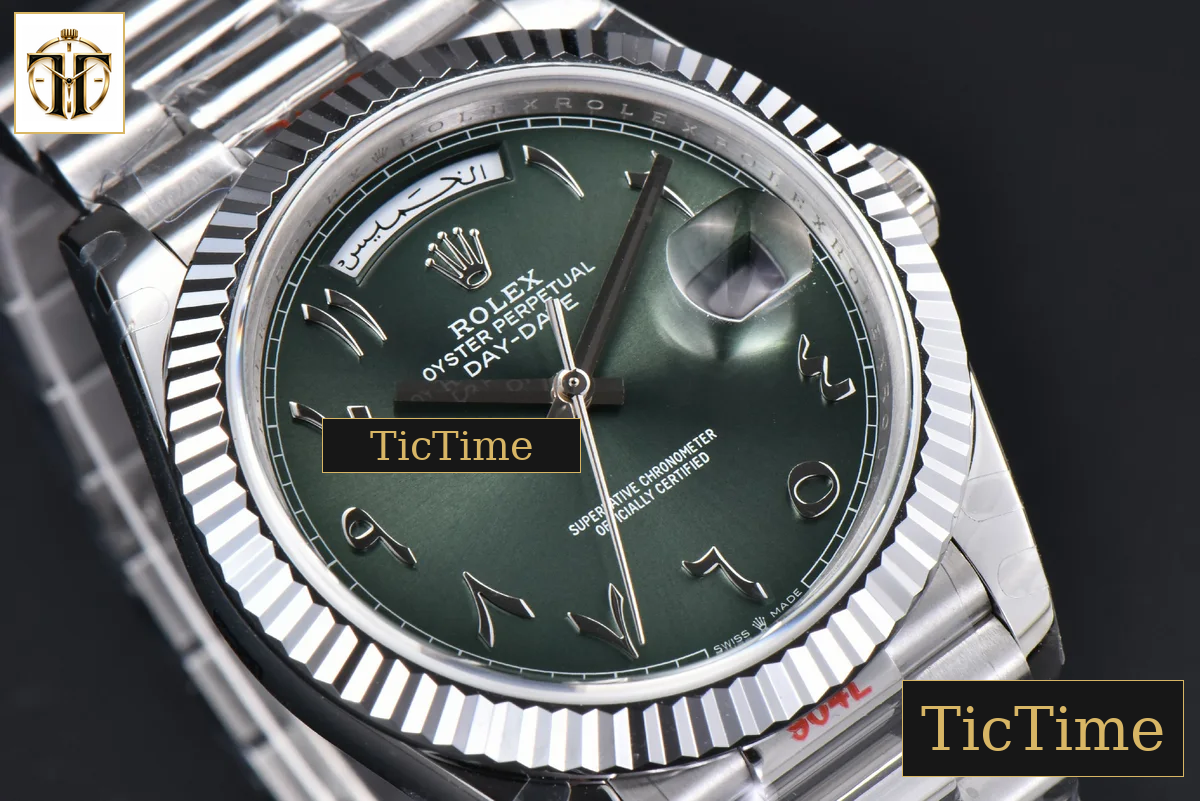 DayDate 904L Oliva 40mm GMF Green Arabic Dial President Bracelet A2836 — foto 10