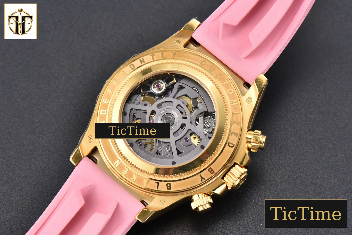 Blaken Daytona 40mm GETF PVD RG Carbon Skeleton Dial Pink Rubber Strap SA4130 — foto 27