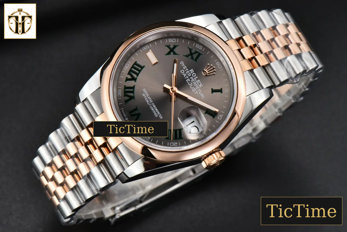DateJust 36mm BPF RG/SS Smooth Bezel Gray Wimbledon Dial Jubilee Bracelet A2824 — foto 16