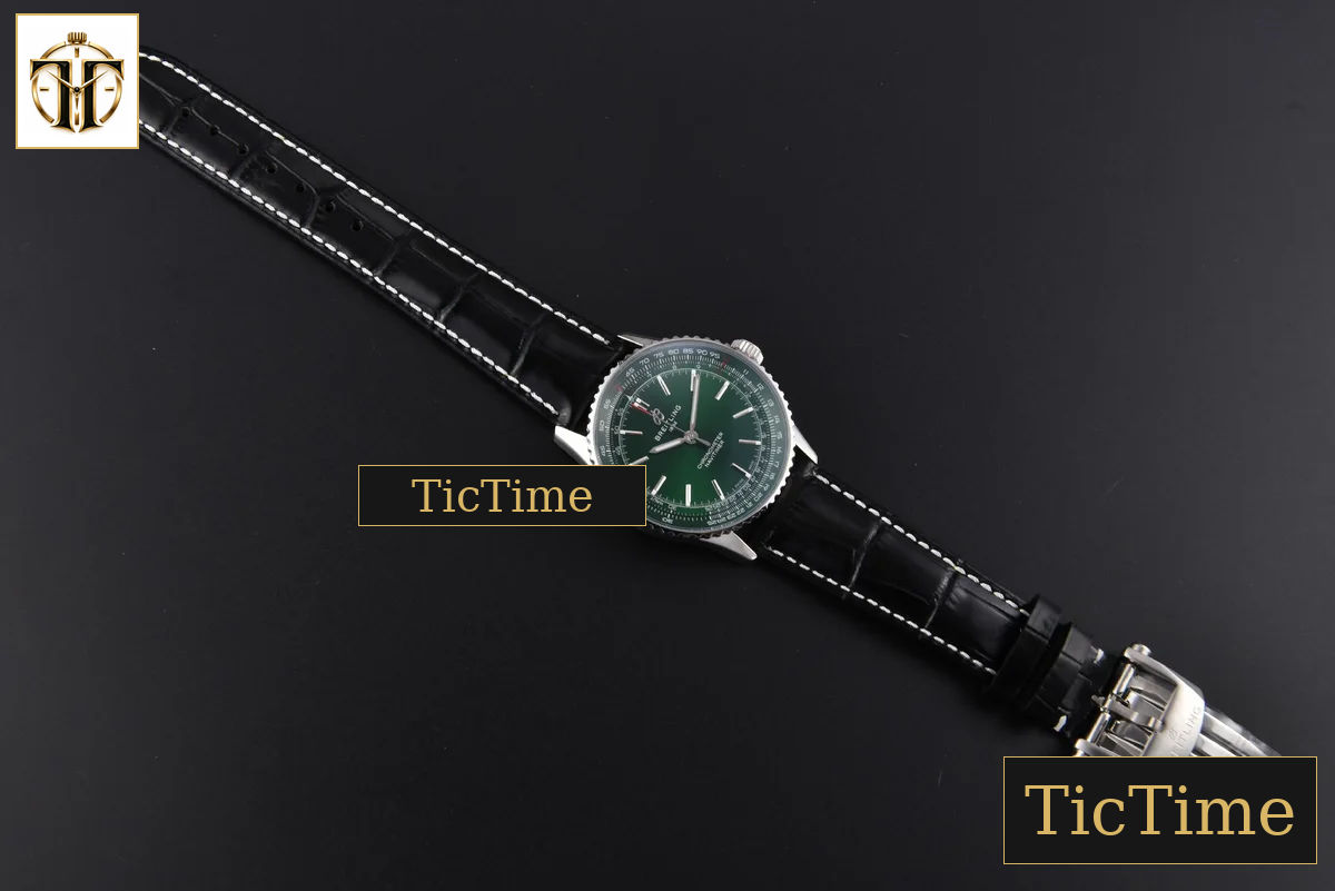 Navitimer Automatic 41mm BLSF SS Green Dial Black Leather Strap A2824 — foto 31