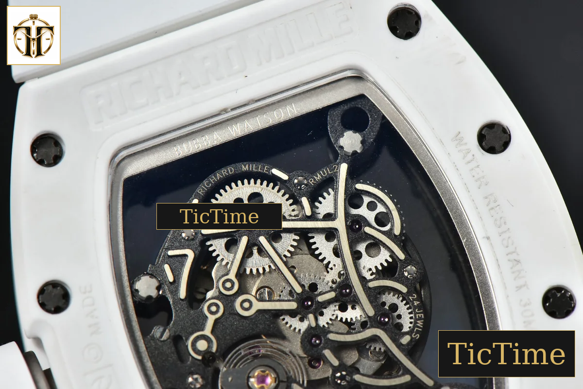 RM055 42.7mm ZF White Ceramic Black Skeleton Dial White Rubber Strap V6 NH05 — foto 23