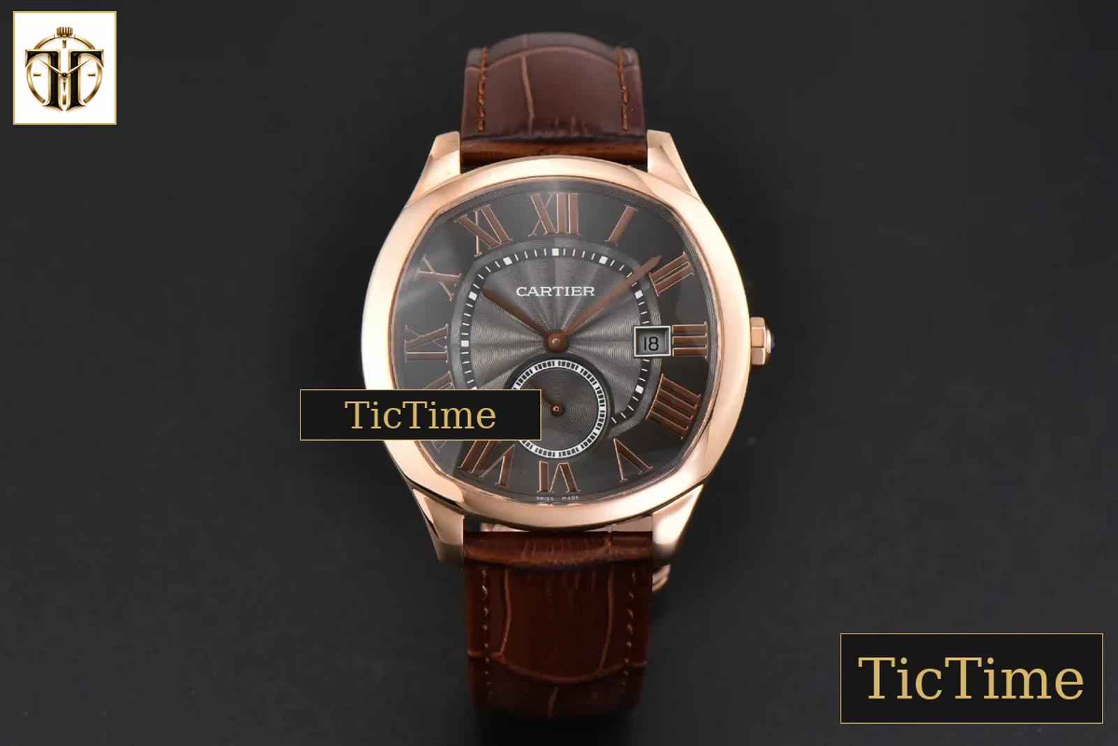 Drive de Cartier 40mm APS RG Gray Dial Brown Leather Strap A23J — foto 3