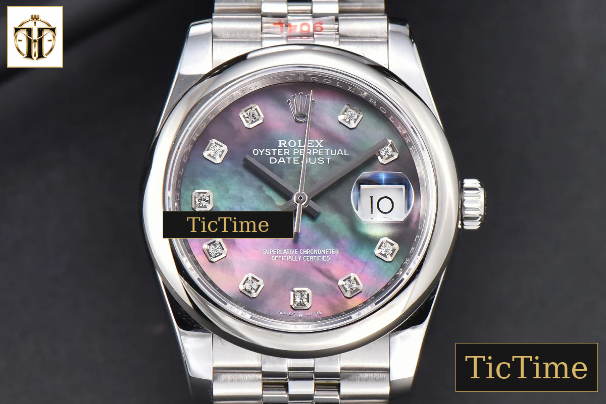 DateJust 36mm GMF SS Smooth Bezel Gray MOP Dial Diamond Marker Jubilee Bracelet VR3235 — foto 17