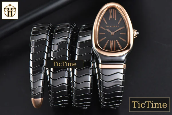Foto frontal — Serpenti Spiga 35mm BVF RG Polycyclic Black Ceramic Black Dial Quartz