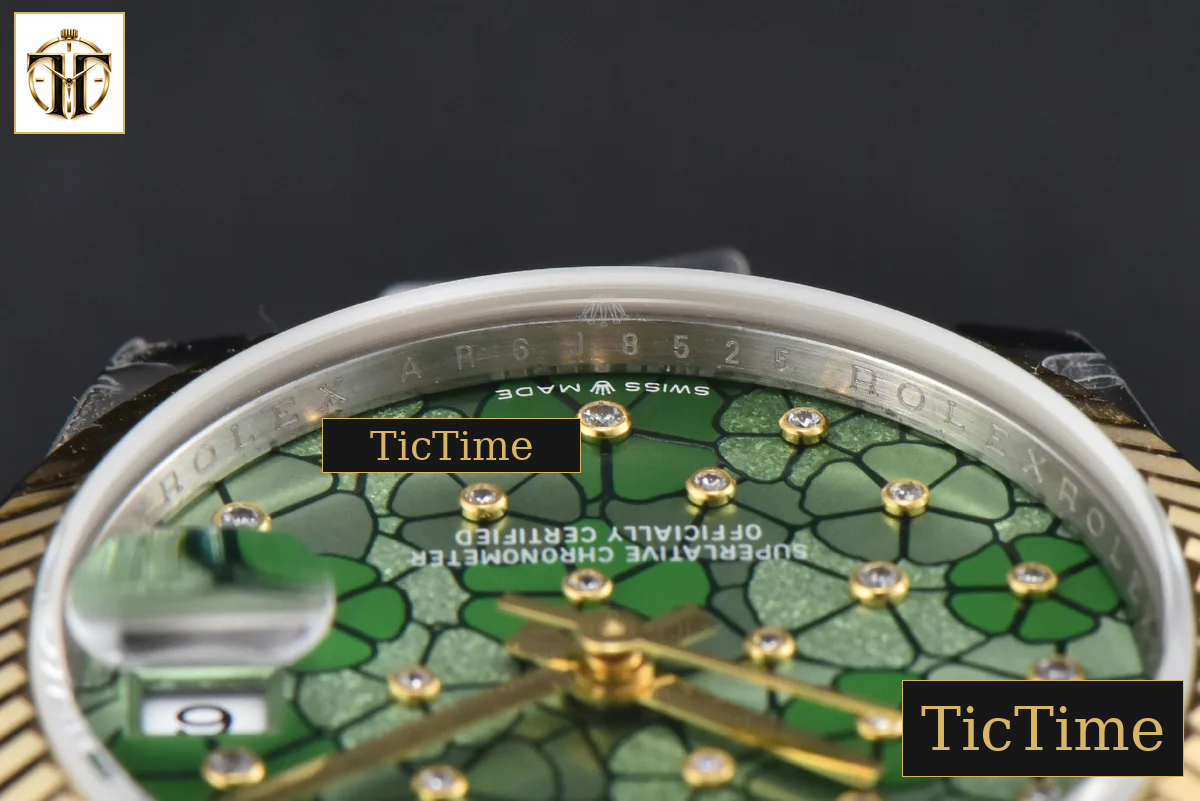DateJust 904L 31mm GMF YG Fluted Bezel Green Flowers Dial Oyster Bracelet A2824 — foto 15